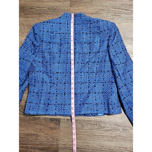 Vintage Henry Lee Women's 8 Petite Tweed Skirt Suit Set Blue Carrer Office - Picture 8 of 16